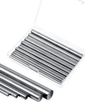 24 Pcs 304 Stainless Steel Round Rods Set With Assorted Diameters From 1.5 To 8 Millimeters And 100 Millimeters Length In Sturdy Plastic Storage Box