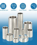 304 Stainless Steel Round Spacers Pack Of 10 Bore Five Sixteenths Inch OD Three Eighths Inch Length Five Sixteenths Inch Unthreaded Screw Standoffs For Five Sixteenths Inch ID Screws Bolts And Rods displayed