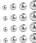 5 Size Set Of Screw Ball Backings For Threaded Posts 304 Stainless Steel Round Earring Backs Metal Ear Nuts Replacement for Stud Earrings