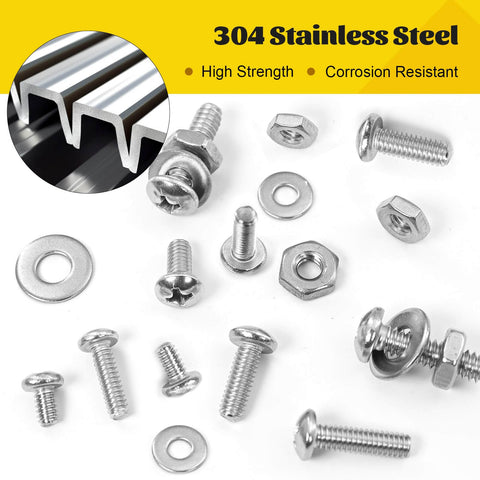 358 Pcs Machine Screws and Nuts Assortment Kit with #6-32 #8-32 #10-24 Phillips Pan Head Bolts made from 304 Stainless Steel