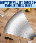 30 Piece Pro Grade Shim Stock Assortment In 304 Stainless Steel Strips 1 Inch Wide For Precision Machining