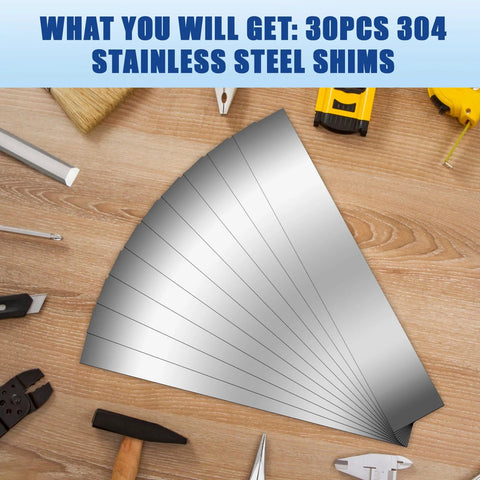 30 Piece Pro Grade Shim Stock Assortment In 304 Stainless Steel Strips 1 Inch Wide For Precision Machining
