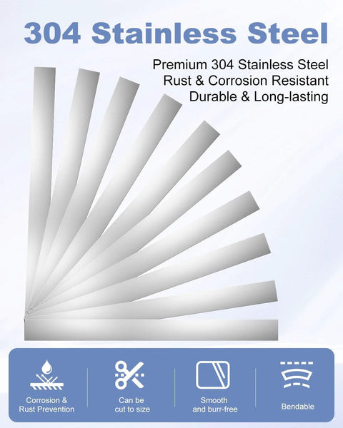 Pro Grade 30 Pcs 304 Stainless Steel Shim Stock Set showcasing rust-resistant and durable material features for DIY and industrial use.