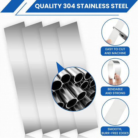 Shim Stock Assortment Kit MILYARD, 20 Pcs 304 Stainless Steel Shims, 1 In W X 6 In L, durability and easy machinability features
