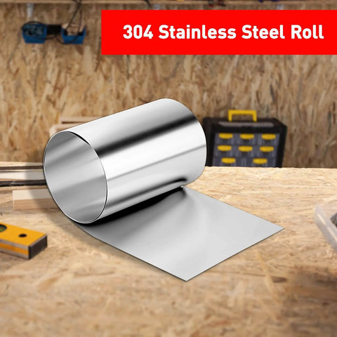 304 Stainless Steel Shim Stock Roll 50 Inch Long 6 Inch Wide 0.008 Inch Thick Full Hard Temper For Crafts And Electronics