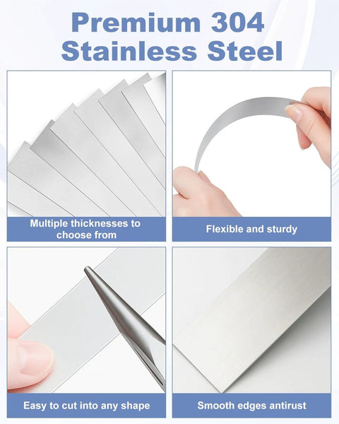 Pro Grade 30 Pcs 304 Stainless Steel Shim Stock Set 1 Inch Wide 12 Inch Long Assortment with Multi Thickness 0.001 to 0.01 Inches