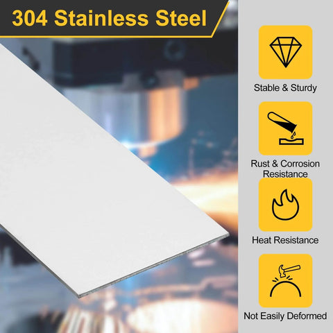 Eight Pack 304 Stainless Steel Shim Stock Strips 0.8mm Thick 1x12 Inch Flat Bar Gap Filler Trim for DIY Craft Making and Metalworking Projects