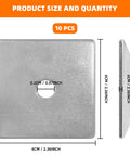 Front and side view of premium 304 stainless steel square washer plates, 2.4 inch outer diameter, 3 mm thick, 3/8 inch bore.