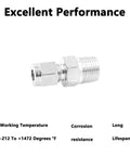 304 Stainless Steel Compression Fittings Imperial Straight Adapters 1 Piece Heavy Duty Tubing Couplers - side view