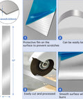10 Pcs 304 Stainless Steel Strips 12 Inch By 1 Inch 0.02 Inch Thick Brushed Gap Filler Trim Strip Shim Stock For Kitchen Gap Filling DIY Craft Making Bendable Cuttable Metal Shims For Repairs And Projects showing bending, cutting, and protective film details