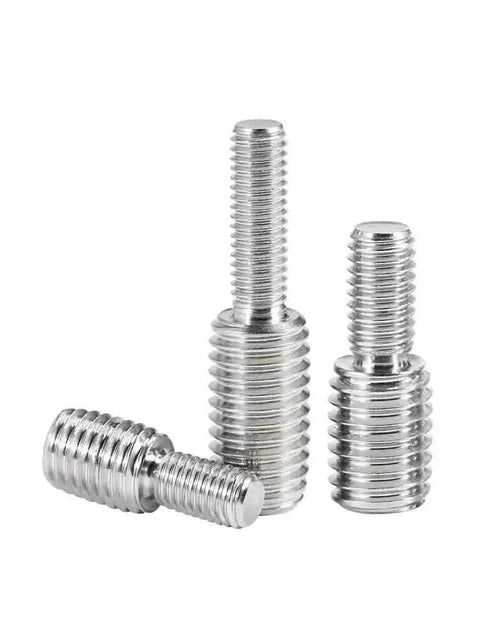 304 Stainless Steel Double Head Male to Male Thread Adapter M3 to M20, close-up view, showing thread detail and metallic finish.
