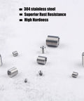 Rugged 304 Stainless Steel Helical Thread Repair Kit With 200 Piece Assortment showing stainless steel inserts on white background