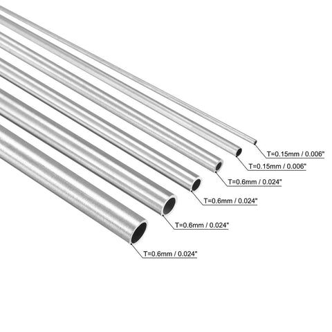 304 Stainless Steel Tube, 1mm 2mm 3mm 4mm 5mm 6mm OD 0.15mm/0.6mm Wall Thickness 300mm Length, Pack of 6