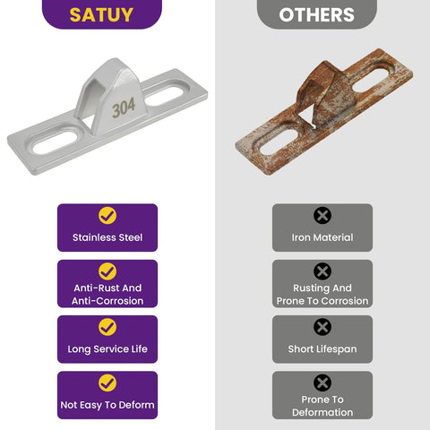 Comparison of Sliding Door Keeper Set 2 Pcs 304 Stainless Steel and Iron alternatives, highlighting durability and rust resistance.