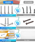 100 Pcs #8 x 1 Inch Pan Head Wood Screws Made from 304 Stainless Steel comparison with competitors, showing size and material differences.