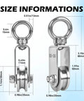 Cable Pulley Wheel 304 Stainless Steel Swivel Pulley with Ball Bearing 360 Degree Rotation U Groove 30mm size dimensions