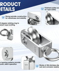 ✝️ U Type Swivel Pulley Block, 304 Stainless Steel Pulleys for Wire Rope Cable Lifting, DIY Gym Equipment Part showing product features