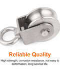 Swivel Pulley Block With Bearing Inside 304 Stainless Steel, 48mm, anti rust and corrosion resistant, heavy duty, 2 pack, front view.