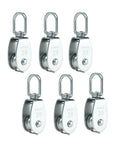 Pack of 6, 304 Stainless Steel Swivel Pulley Block M20, 3/4 in (0.75") Single Wheel, Fits Rope up to 7/16 in (0.43") for lifting and rigging