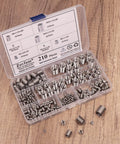 Pro Grade Wire Thread Inserts Kit in 304 Stainless Steel assortment for Metric M3 through M12 sizes, 210 pieces in case