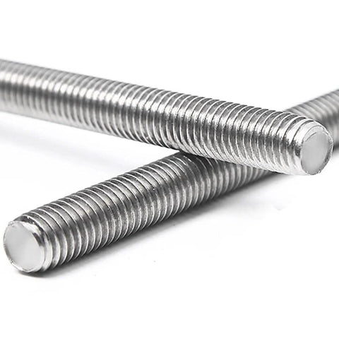 Sixteen Inch Long Three Eighths Inch Diameter Stainless Steel Fully Threaded Rod With Right Hand Threads In Grade 304 Stainless Steel UNC Sixteen Tpi Pack Of Two For Durable Corrosion Resistant Mechanical Fastening And Assembly close-up view