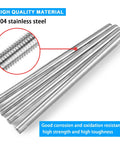 M4 250mm Fully Threaded Rod Set of Four in 304 Stainless Steel with Right Hand Threads Ideal for Building Frames and Machinery