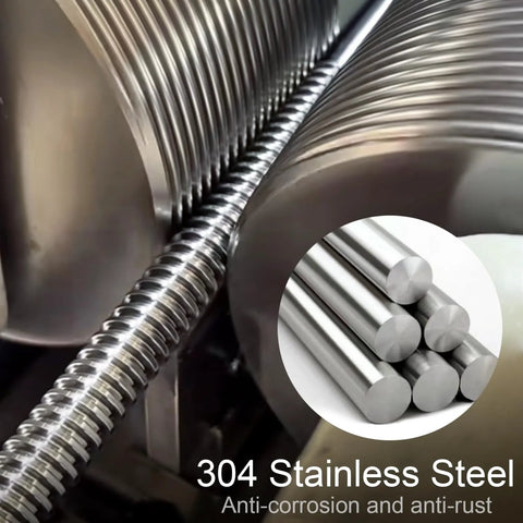 Close-up view of Two Pack M8 X 300mm Fully Threaded Stainless Steel Rods 304 Grade Cuttable Right Hand Threads 1.25mm Pitch