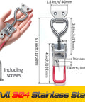 Heavy duty 304 stainless steel toggle clamp latch with 1320 lb holding capacity, adjustable fit, anti-slip handle