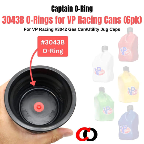 Top view of a Six Pack Replacement 3043B O Rings For VP Racing Fuels 3042 Gas Can Caps, highlighting o-ring fitting inside cap.