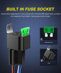 Five Pack 30A Fused Relay Switch Kit For 12V Systems With 4 Pin SPST Relays, Interlocking Mounting Design, Built In Fuse Socket