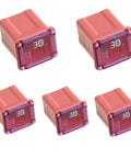 30A JCASE FMX Low Profile Automotive Fuse Kit 5 Pack for Trucks Cars and SUVs, red casing, front view