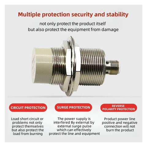 30 Mm Inductive Proximity Sensor With Eddy Current Switch For Metal Detection, TRC30-10DN2 Model, showing metal casing and protection features