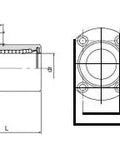 Technical diagram of ✝️ SMST30GWUUE NB 30mm Slide Bush Bushings Linear Bearing showing dimensions and design for mechanical systems.