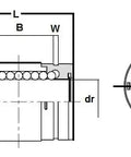 Technical diagram of ✝️ NB GM30 30mm Slide Bush Ball Bushings Linear Motion Bearing, illustrating dimensions for automation systems, 1-pack.