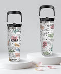 Front and side view of 30 Oz Mom Tumbler With Handle Stainless Steel Insulated Travel Cup With Straw Gift From Daughter