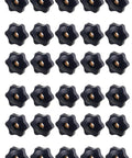 30 Pcs 1/4-20 Star Knobs for T Track Hex Star Thread Nut Set, black plastic bodies with brass inserts, woodworking fixtures.