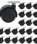 30 Pcs 1.5 Inch Swivel Caster Wheels With Brake Nylon Plate Casters 360 Degree Rotation Heavy Duty Load Up To 110 Lbs