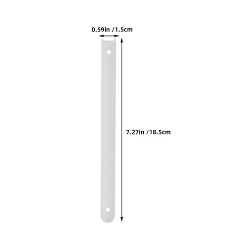 Sturdy Stainless Steel Drawer Slide Rail Set With White Plastic Glides, measuring 7.27in high, 0.59in wide viewed vertically.