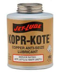 Front view of Jet-Lube Kopr-Kote Copper Graphite Anti Seize Compound 14 Ounce Bottle for bolts and hardware in high temperature conditions.