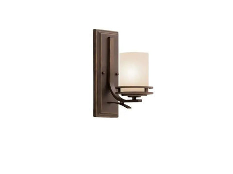 Hendrik 12 Inch Wall Sconce In Brushed Nickel With Satin Etched Cased Opal Glass, 1 Light Modern Wall Mount Light for bathrooms shown