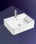 USZWBY Vessel Sinks Bathroom Vessel Sink Square Art Basin Ceramic Vessel Sink hotel countertop basin top view on dark background.