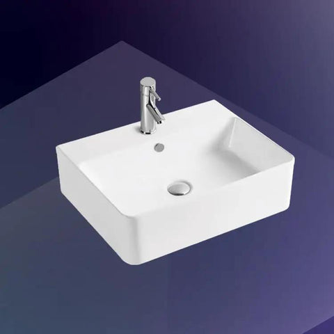 USZWBY Vessel Sinks Bathroom Vessel Sink Square Art Basin Ceramic Vessel Sink hotel countertop basin top view on dark background.