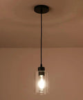 Dimmable Black Farmhouse Glass Cylinder Pendant Light for Kitchen Island Clear Glass Mini Pendant Fixture with 4.75 Inch Shade