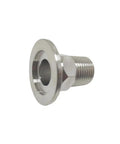 KF-25 To 1/2 Inch PT Male Clamp Adapter ISO KF NW-25 Stainless Steel Pipe Fitting, side view, threaded PT male to clamp connection.
