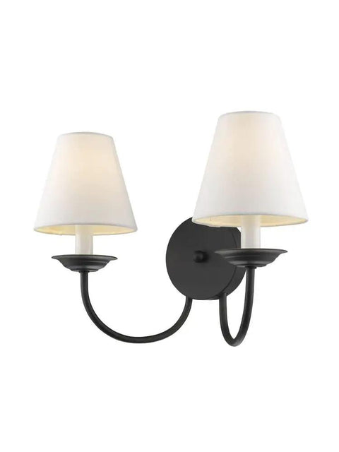 Mendham 2 Light Wall Sconce In Black And White Finish Transitional Steel Indoor Lighting Fixture For Living Room Hallway Or Bedroom Sleek Sturdy Wall Mount For A Modern Cool Vibe