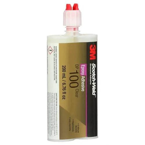 Two-Part Fast Cure Clear Epoxy Adhesive DP100, 200 mL Duo-Pak with nozzle, for wood, metal, and glass bonding