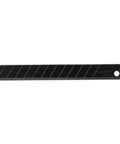 Pro Shop 9MM Snap Off Utility Knife Blades Double Honed Razor Sharp Edges Slice Through Wood And Plastic Like Butter Rock Solid Japanese Steel Heavy Duty slim black snap-off knife blade.