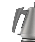 Close-up of the lightweight gray handle of a Pure Titanium Electric Kettle Hella Portable Travel Companion Kickin Fast Boil Technology.