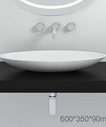 Top Shelf White Oval Vessel Vanity Sink Solid Artificial Stone Above Counter Bowl Basin Built Tough Scuff Resistant Finish No Hustle Cleanup Hella Smooth Style With Pop Up Drain For Your Home on black countertop