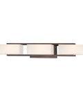 Facet 25.25 Inch 3 Light Bathroom Vanity Fixture In Tuscana Finish With White Opal Glass Damp Rated Steel Construction G9 Bulbs Included